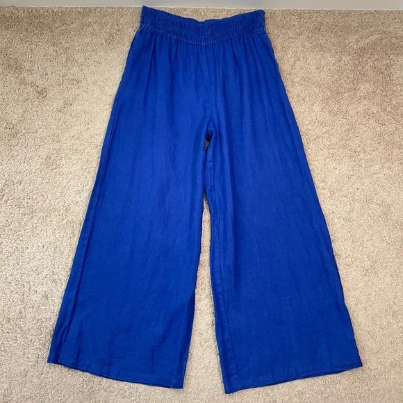 Anthropologie The Somerset Pull-On Pants: Linen Edition in Cobalt Blue Size MT - Picture 8 of 16